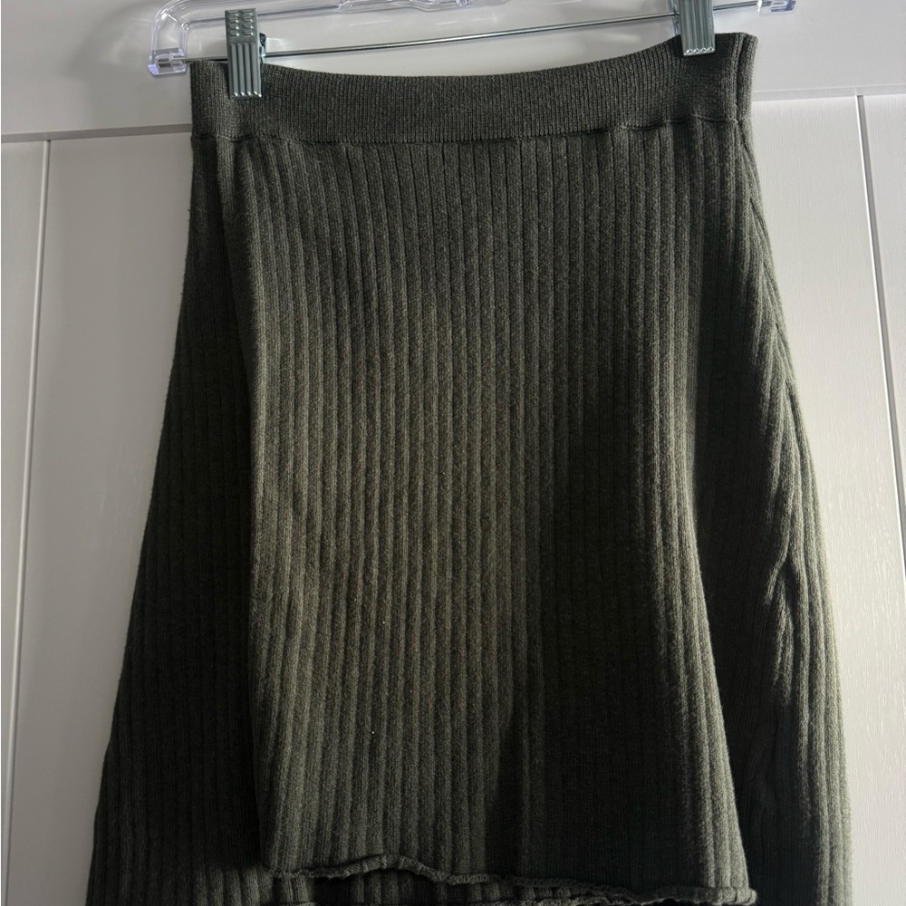 Free People Olive Ribbed Knit Skirt